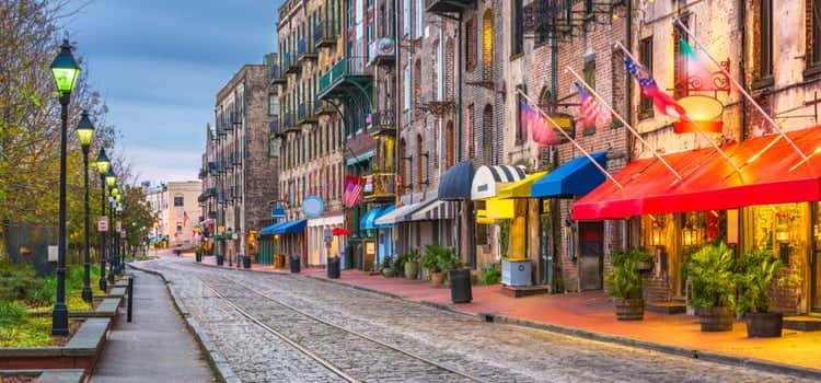 Cobblestone streets in Savannah, Georgia