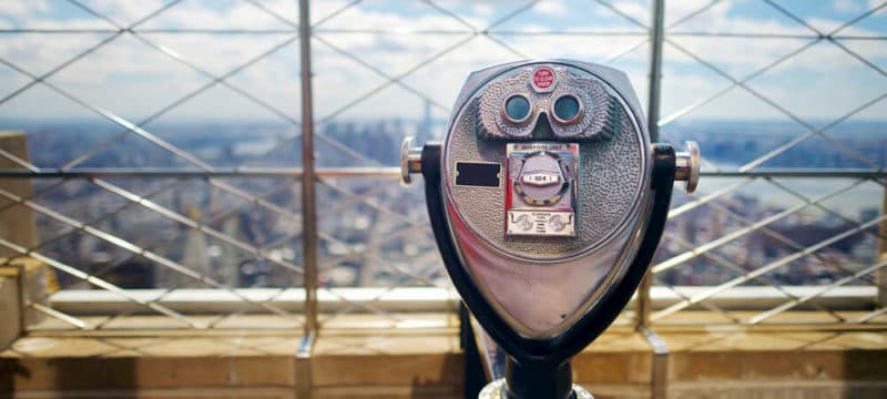 sight viewer overlooking new york city skyline