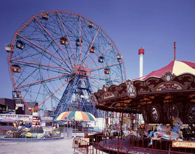 A vintage photo of the theme park at Coney Island in Brooklyn