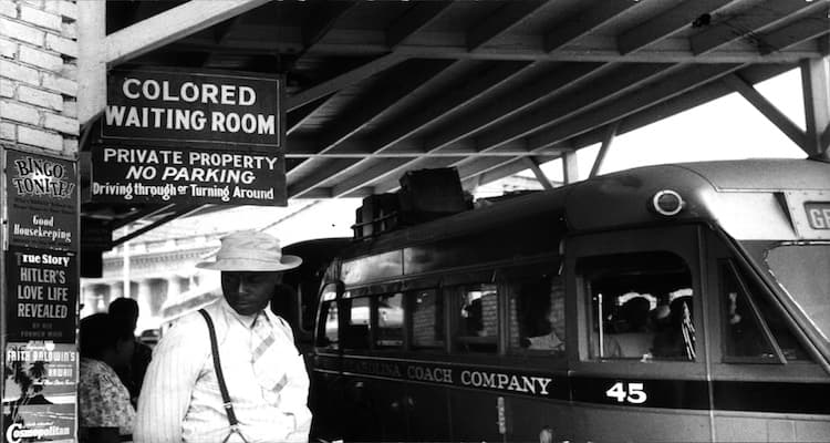 a segregated bus station waiting room in Durham, NC