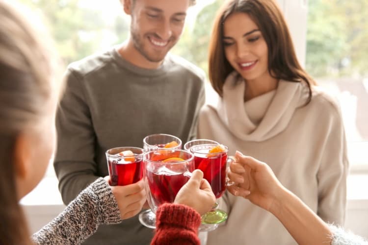 Friends drinking mulled cider