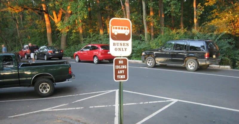 Gettysburg charter bus parking sign