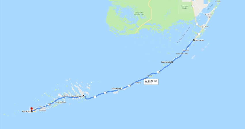 Miami To Key West Map 