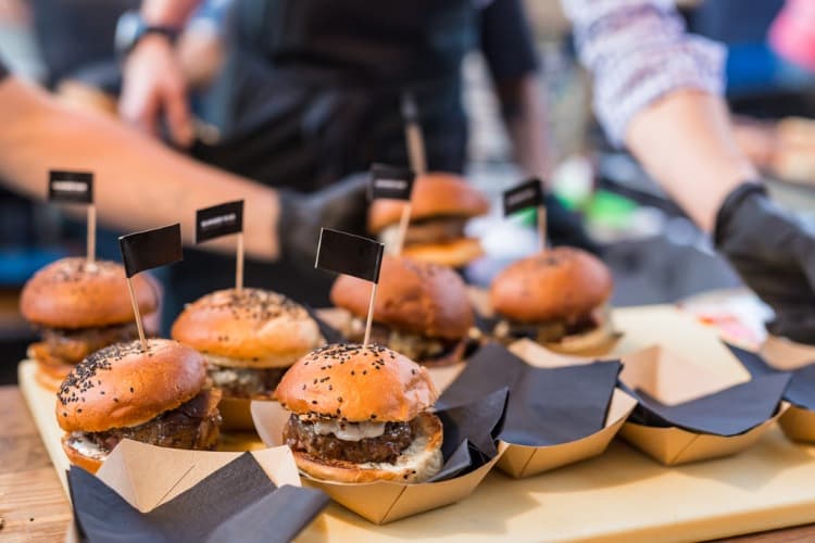 delicious burger sliders laid out at a san antonio food festival