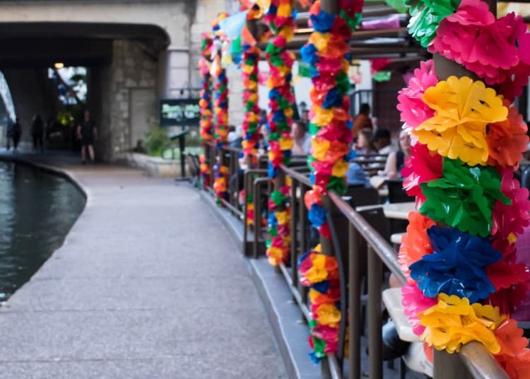 colorful decorations at a san antonio street fiesta