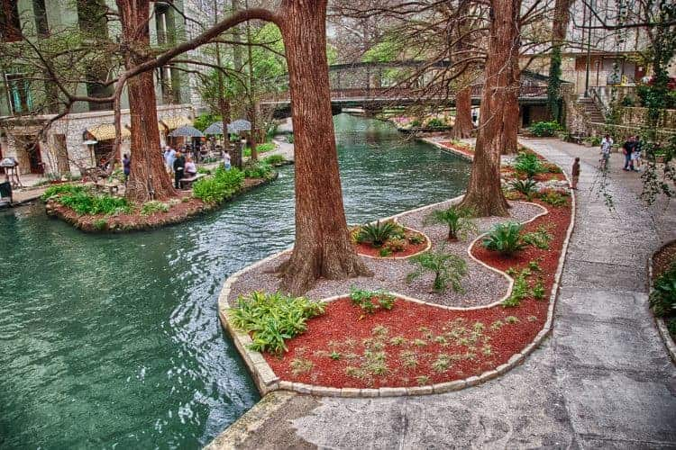 waters and gardens on the San Antonio Riverwalk