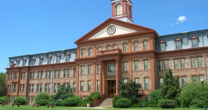 outside the regis university main hall