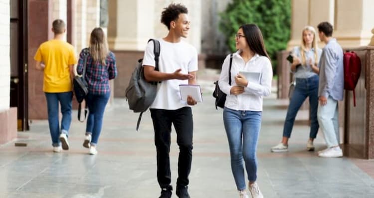 Students on campus tour