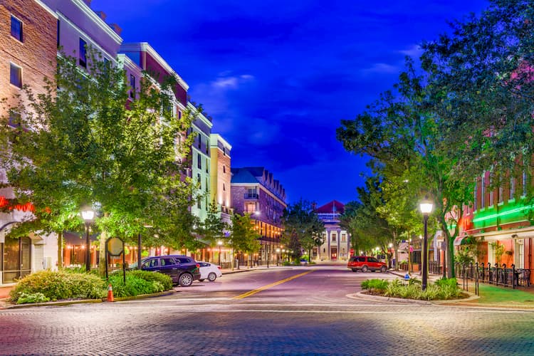 Gainesville, Florida downtown at twilight