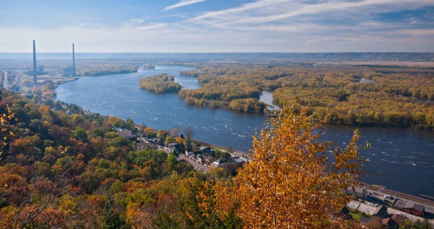 An aerial view of the Mississippi River