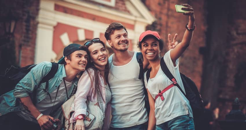 A group of friends taking a selfie together