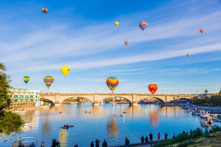 Hot Air Balloons over the London Bridge