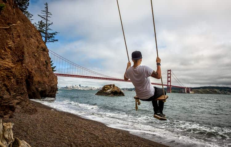 Person swinging at Golden Gate Park