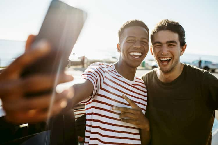 Friends posing for selfie