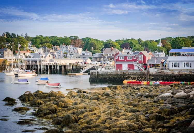 Boats along Rockport coastline