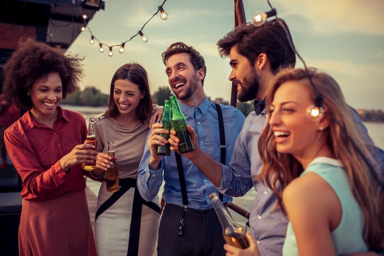 Friends drinking outside