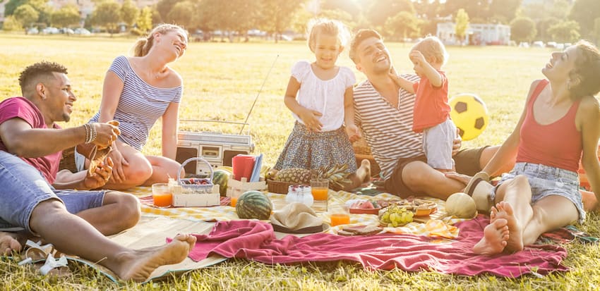 A group of people having a picnic