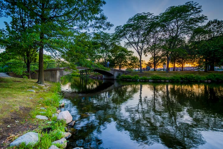 Charles River Esplanade at twilight