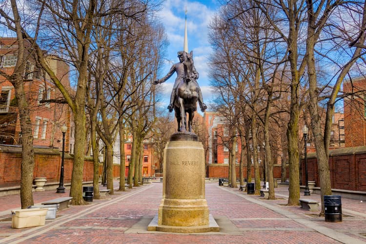 Paul Revere statue along Boston's Freedom Trail