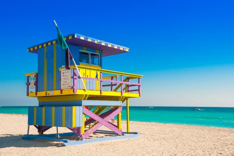 Colorful lifeguard stand on South Beach