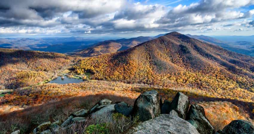 Views of Peaks of Otter from the top of Sharp Top peak