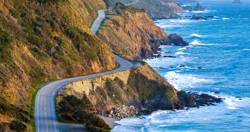 The Pacific Coat Highway winds along the rocky coast