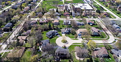Aerial view of a Chicago suburb