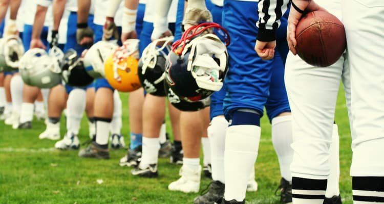 football team lined up together 