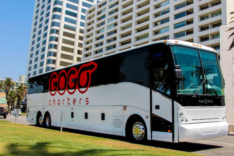 a bus prepares to pick up employees in san antonio