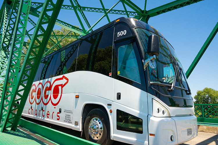 gogo charters motorcoach on a bridge