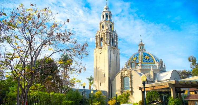 balboa park tower in spring