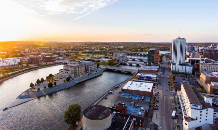 an aerial view of Cedar Rapids, Iowa