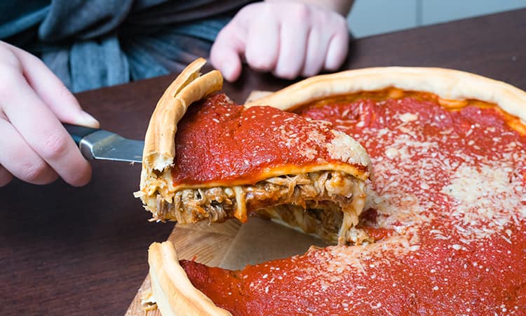 deep dish pizza in Chicago