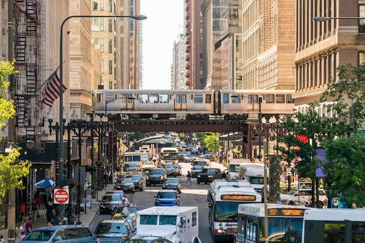 Traffic in downtown Chicago