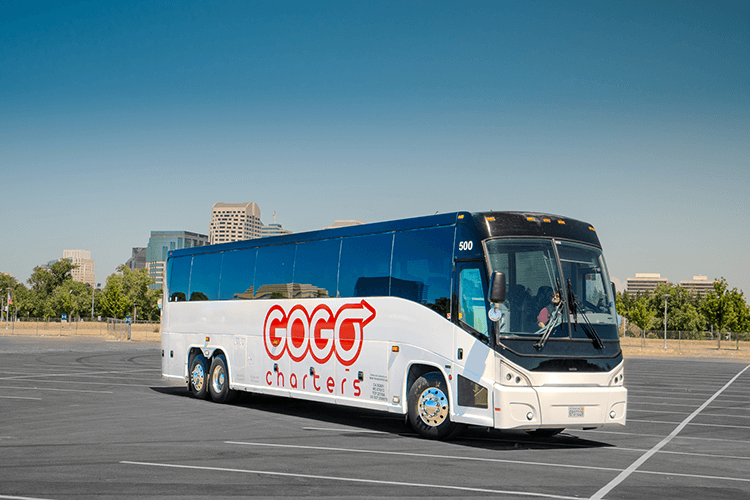 a gogo branded charter bus