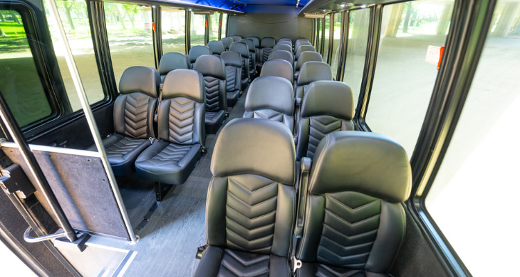 leather seats inside a minibus shuttle