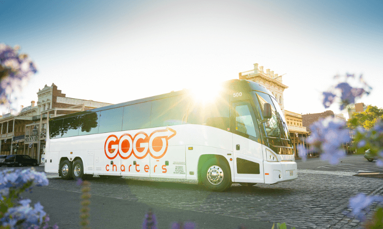 a branded gogo charter bus