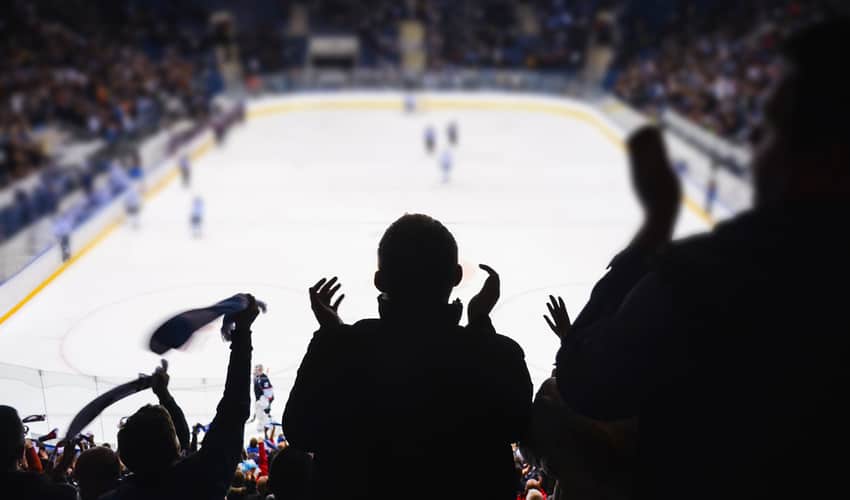 fans at an ice hockey game