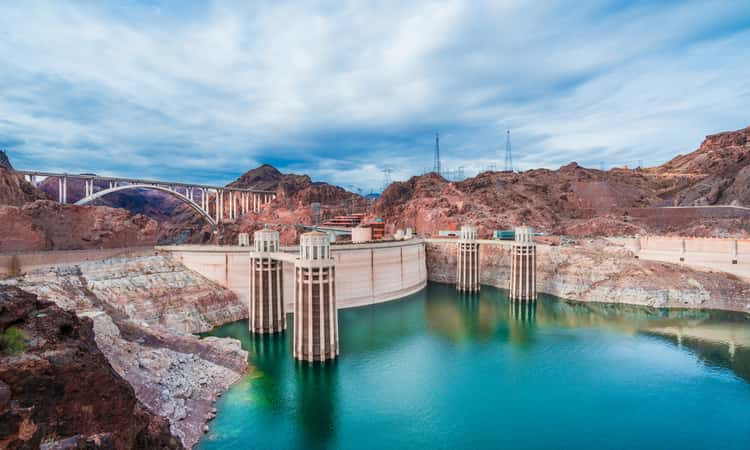 an aerial view of the hoover dam