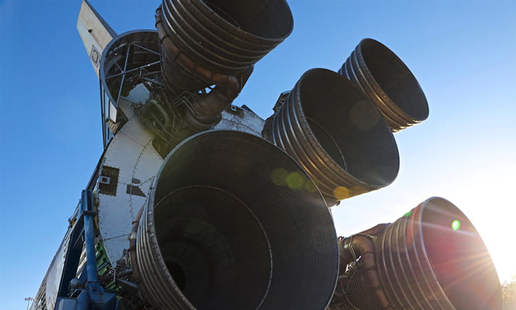 A rocket outside the Space Center Houston complex