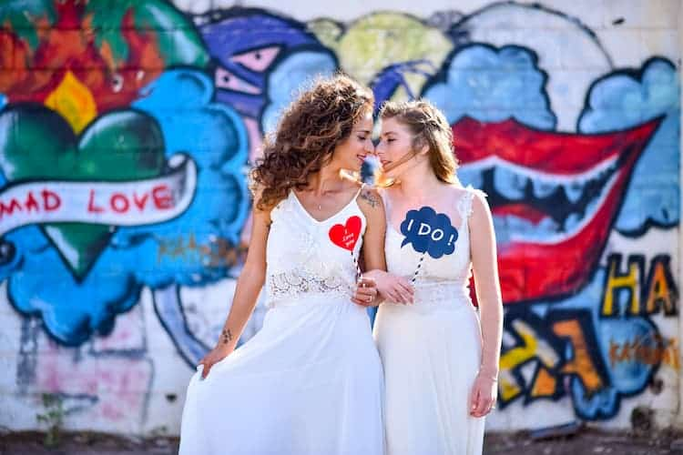 Los Angeles couple with graffiti