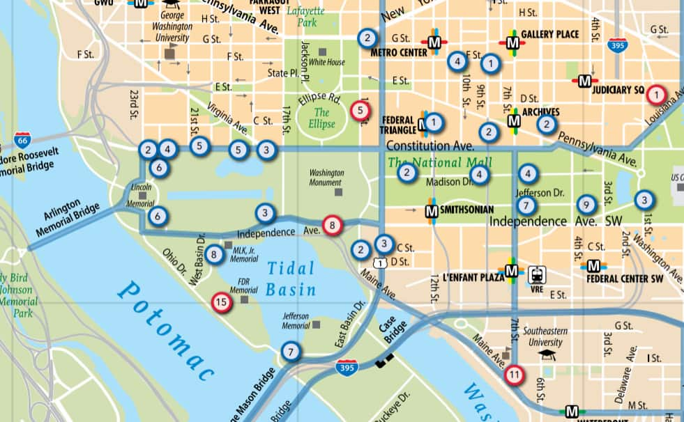 Map of the cherry blossom festival in Washington DC