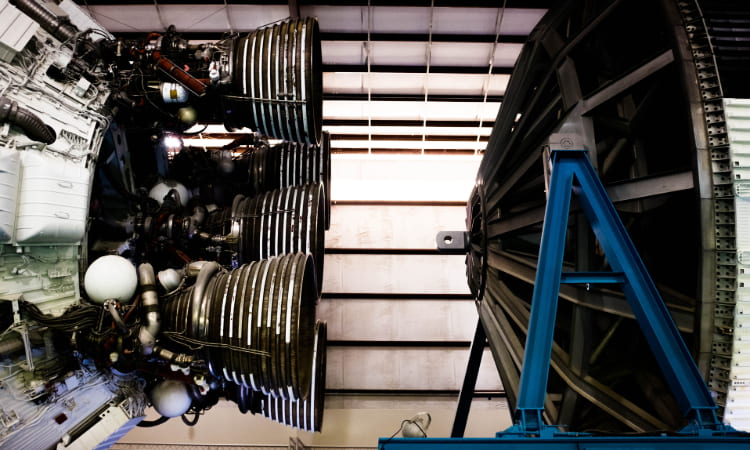 Saturn V rocket thrusters at space center Houston