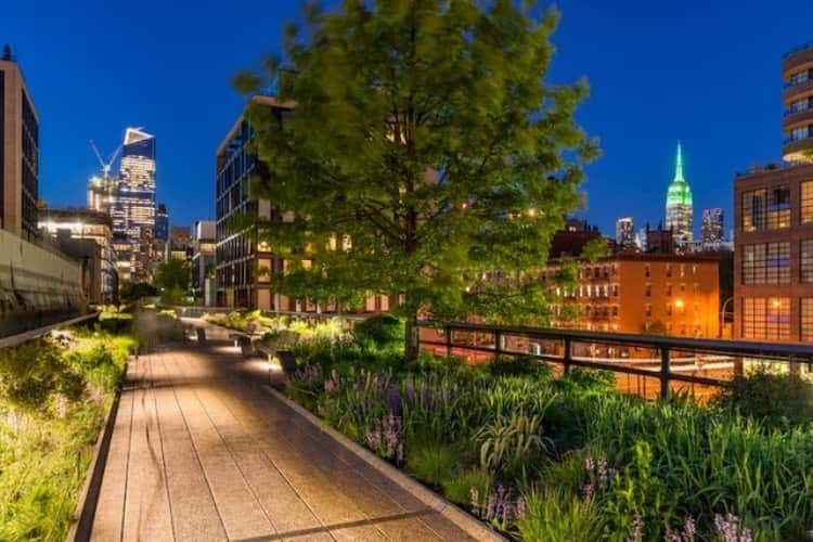 High Line path past trees