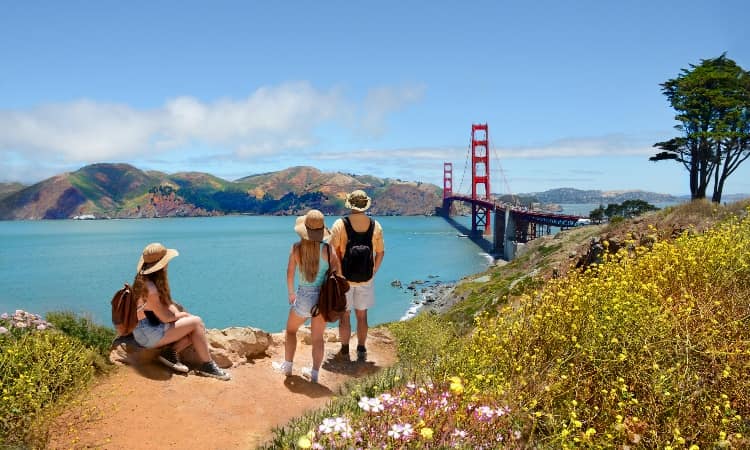 Tourists gazing out at San Francisco's landscape