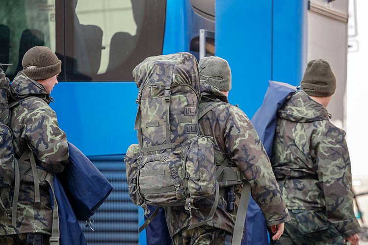 Military on Boston charter bus