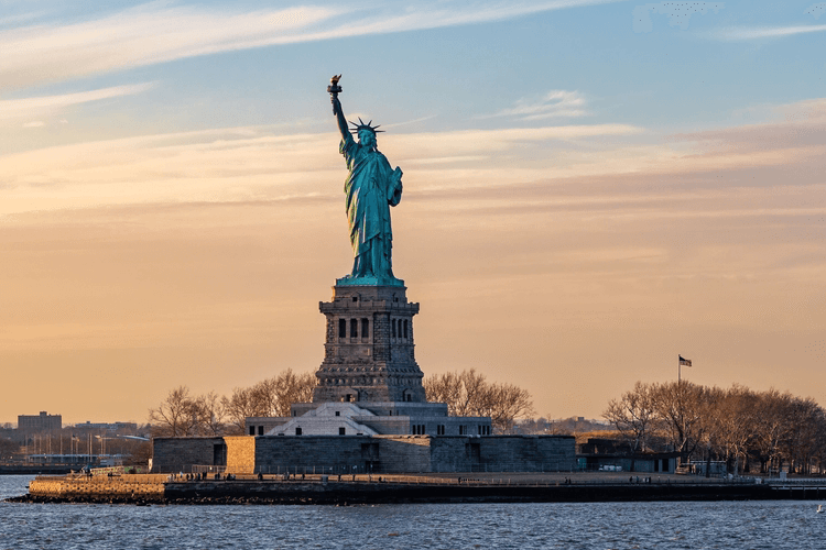 a view of the statue of liberty
