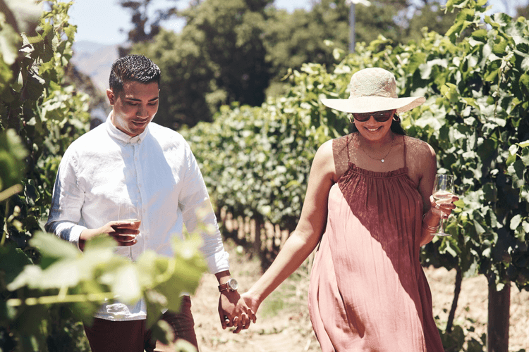 a couple at a winery