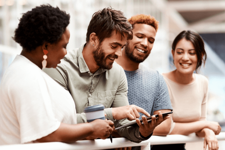 coworkers smiling together