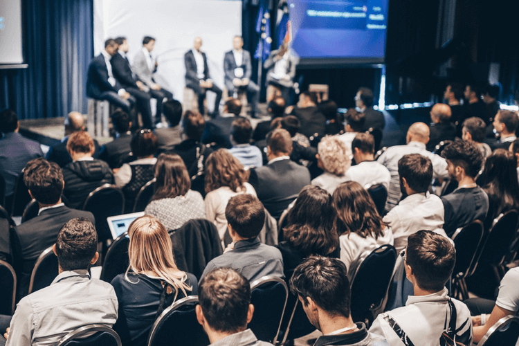 employees at a convention center